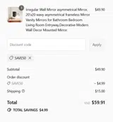 save50 coupon verification screenshot