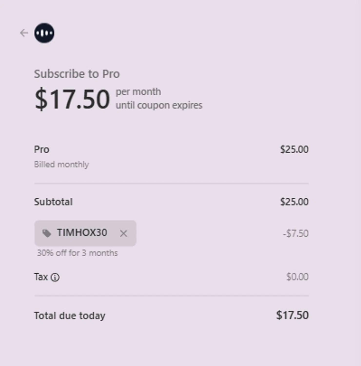 Audimee promo code screenshot showing code TIMHOX30 applied at Audimee checkout page. Uploaded by SimplyCodes community member carlosrivero on Jun 12, 2025