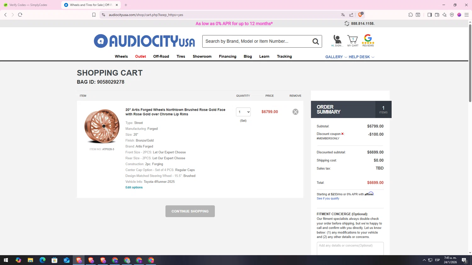 Audiocityusa discount code screenshot showing code MEMBERSONLY applied at Audiocityusa checkout page. Uploaded by SimplyCodes community member CodeLynx5272 on Jan 24, 2026