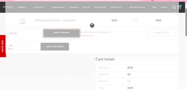 Audioengine checkout page showing Audioengine coupon code box | Screenshot taken by SimplyCodes community member on Mar 7, 2025