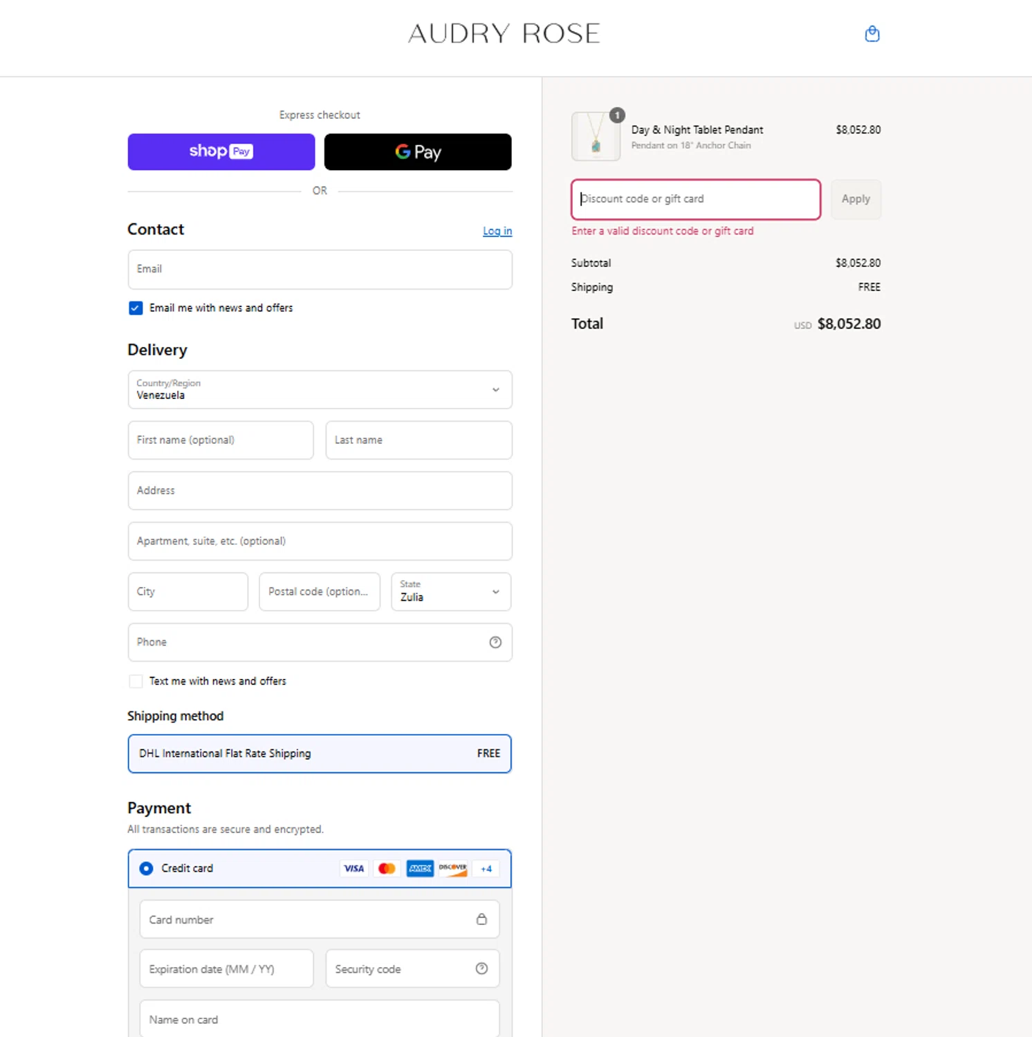 Audry Rose discount code screenshot showing code ALICE20 applied at Audry Rose checkout page. Uploaded by SimplyCodes community member Chino0809 on Aug 22, 2025