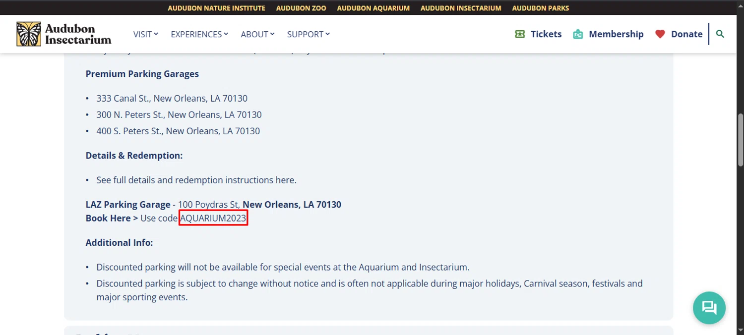 Audubon Zoo checkout page showing Audubon Zoo promo code box | Screenshot taken by SimplyCodes community member on Sep 1, 2025