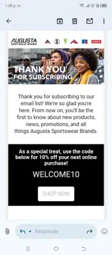 WELCOME10 coupon verification screenshot