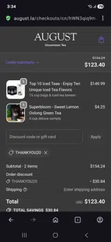 Thankyou20 coupon verification screenshot