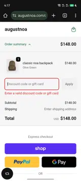 WELCOME10 coupon verification screenshot