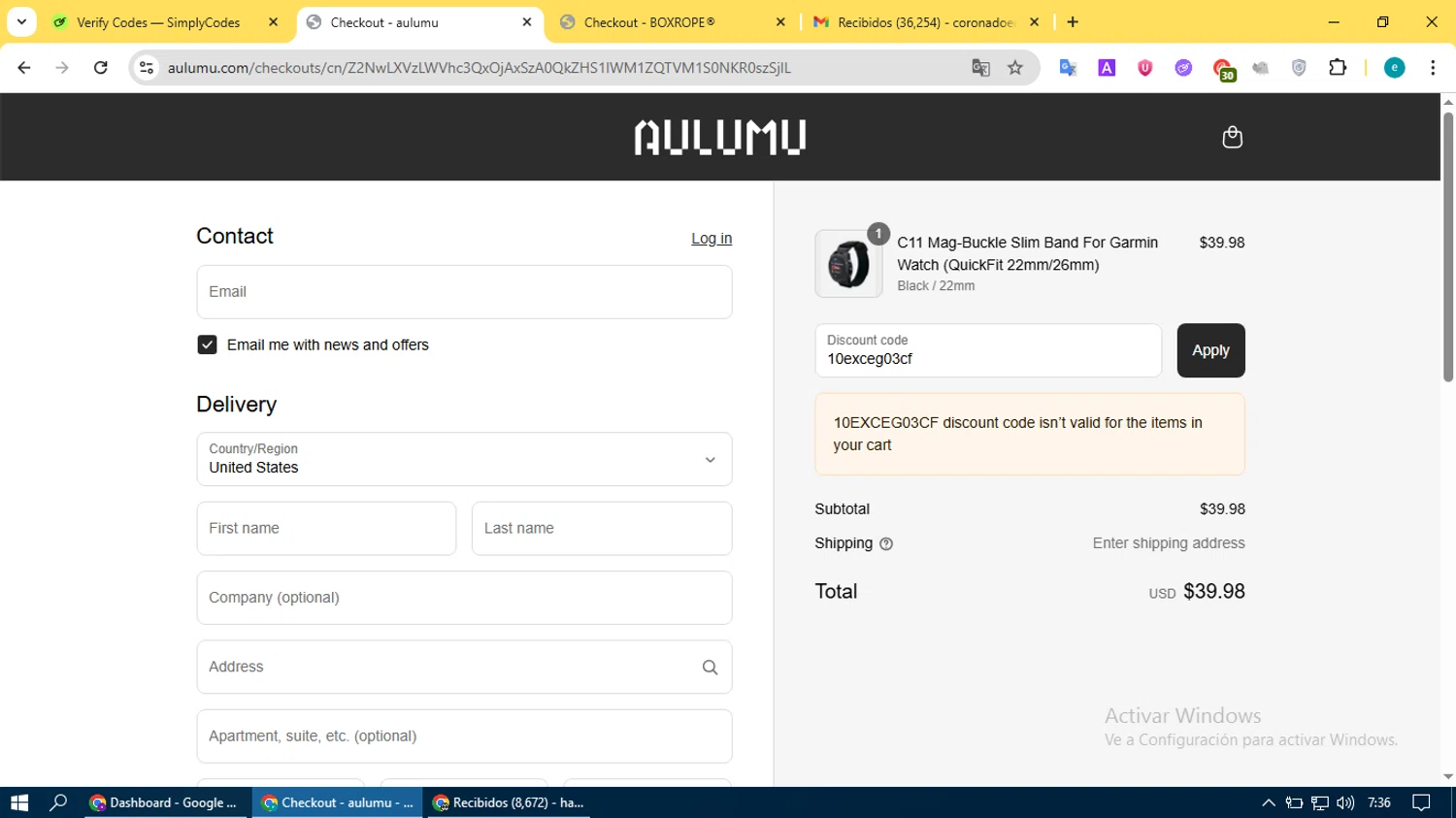 AULUMU discount code screenshot showing code 10exceg03cf applied at AULUMU checkout page. Uploaded by SimplyCodes community member BonusVoyager4214 on Jul 14, 2025