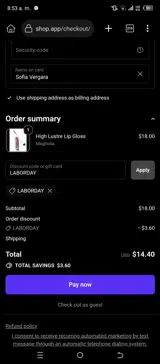 LABORDAY coupon verification screenshot