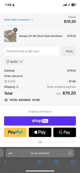 Alfa1 coupon verification screenshot
