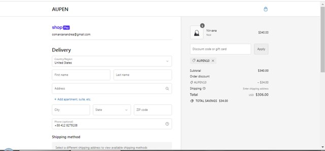 AUPEN checkout page showing AUPEN discount code box | Screenshot taken by SimplyCodes community member on Dec 19, 2023