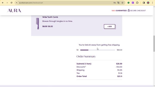 Aura checkout page showing Aura discount code box | Screenshot taken by SimplyCodes community member on Mar 31, 2024