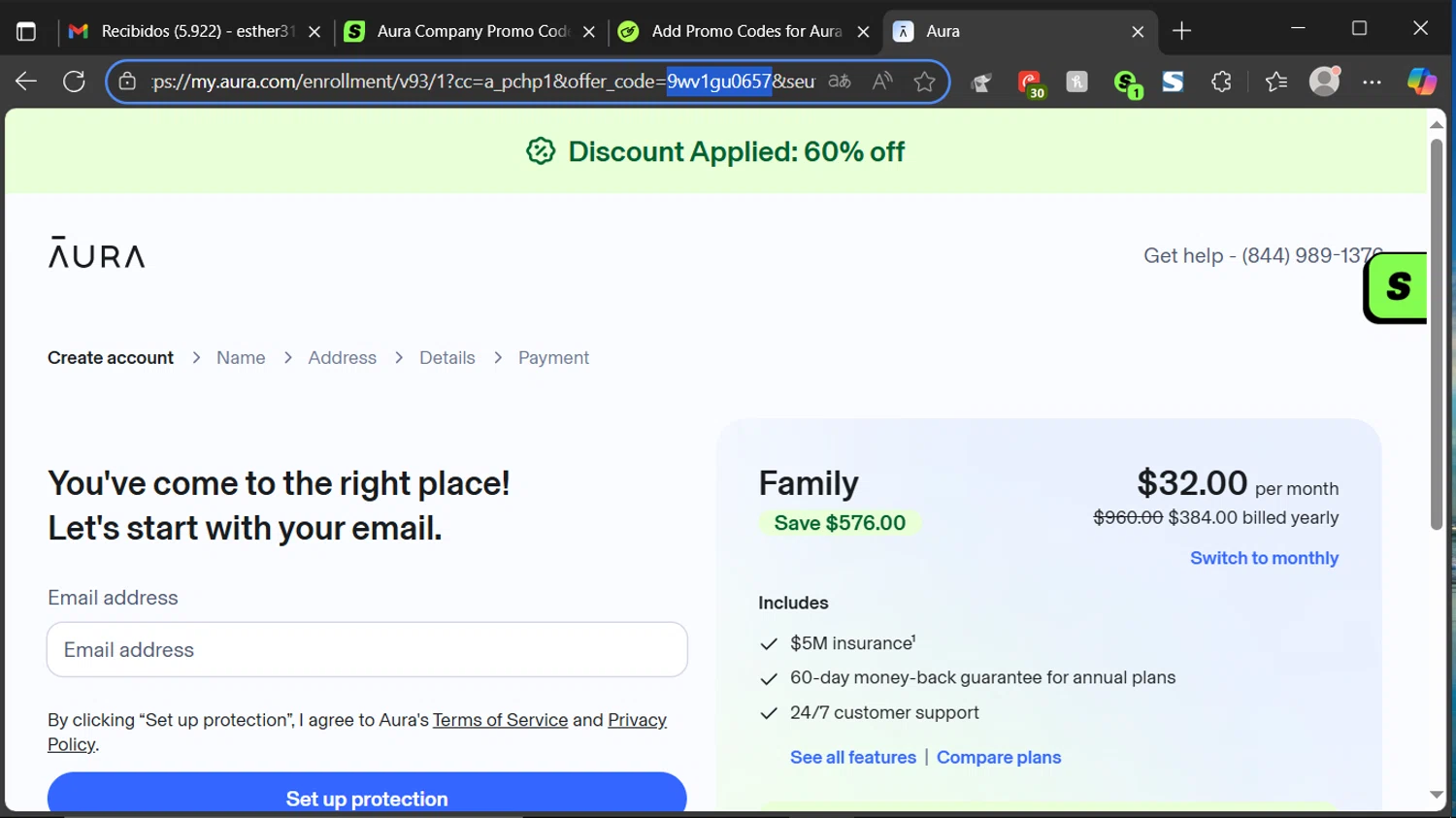 Aura Company promo code screenshot showing code 9wv1gu0657 applied at Aura Company checkout page. Uploaded by SimplyCodes community member ESTHER3121 on Sep 4, 2025
