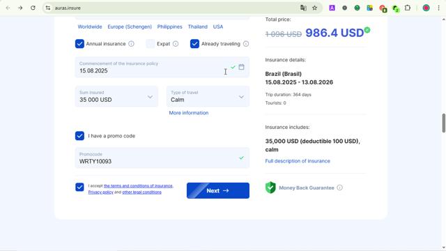 Auras Insurance checkout page showing Auras Insurance promo code box | Screenshot taken by SimplyCodes community member on Jul 7, 2025