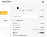 Aurora Skin coupon verification screenshot