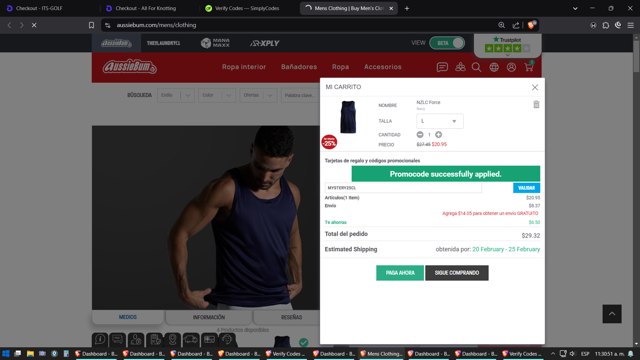 AussieBum checkout page showing AussieBum promo code box | Screenshot taken by SimplyCodes community member on Feb 14, 2025