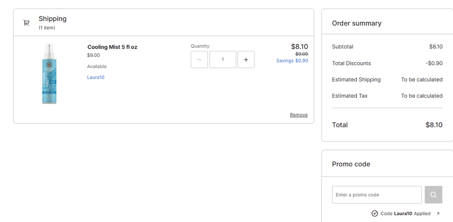 Australian Gold checkout page showing Australian Gold promo code box | Screenshot taken by SimplyCodes community member on Jan 19, 2025