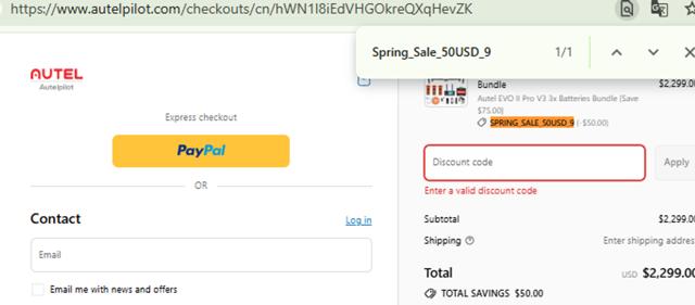 Autelpilot checkout page showing Autelpilot promo code box | Screenshot taken by SimplyCodes community member on Aug 13, 2025
