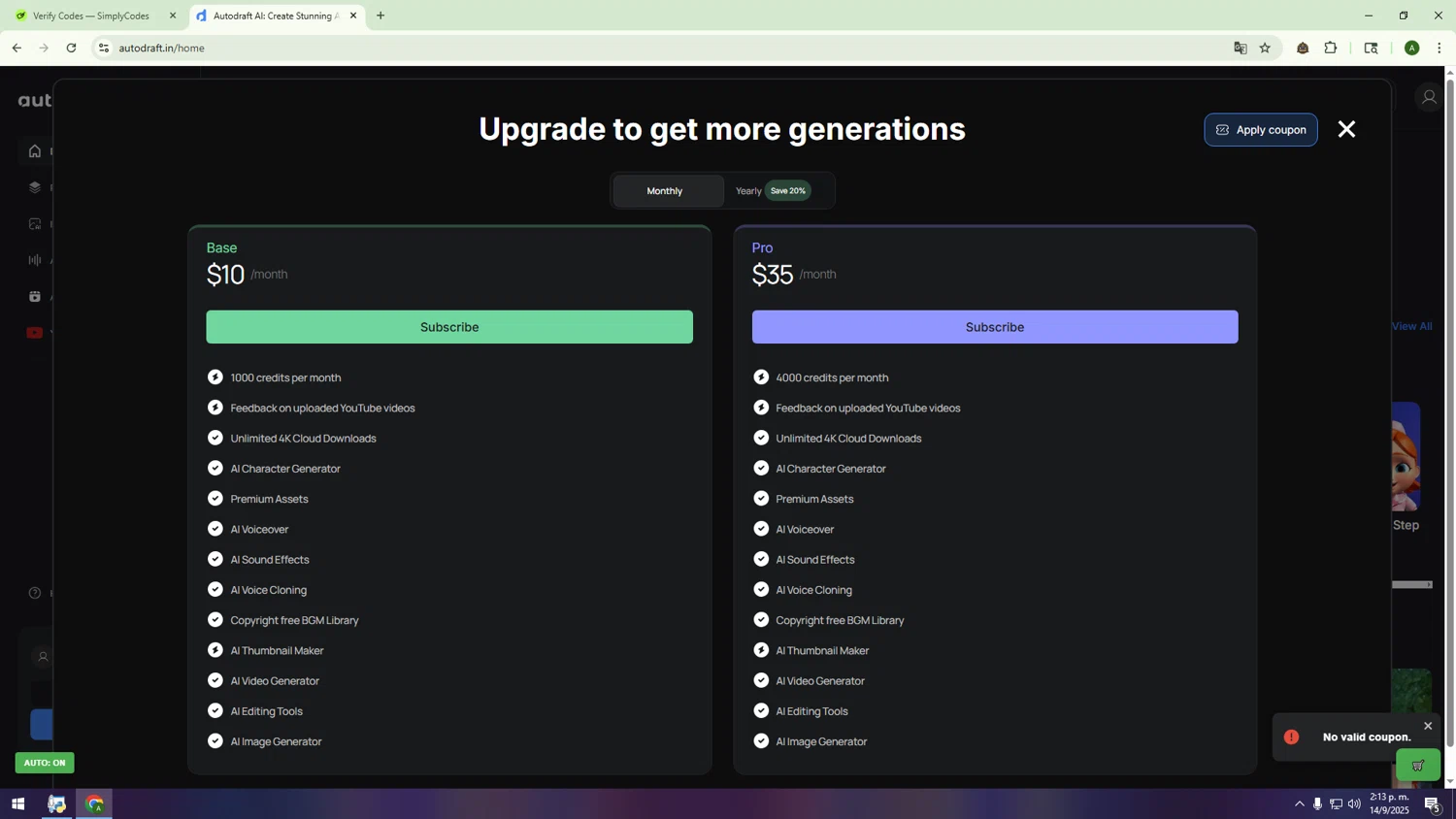 Autodraft promo code screenshot showing code LABORDAY applied at Autodraft checkout page. Uploaded by SimplyCodes community member MRYORMAN on Sep 14, 2025