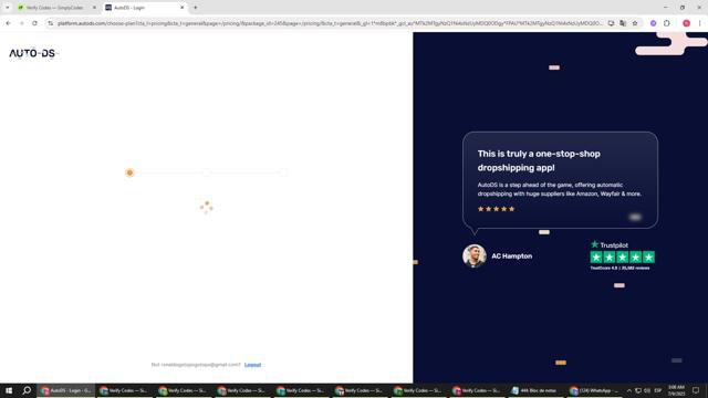 AutoDS checkout page showing AutoDS coupon code box | Screenshot taken by SimplyCodes community member on Jul 9, 2025