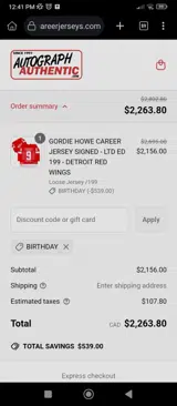 BIRTHDAY coupon verification screenshot