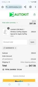SAVENOX18 coupon verification screenshot