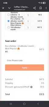 gptcourse10%off coupon verification screenshot