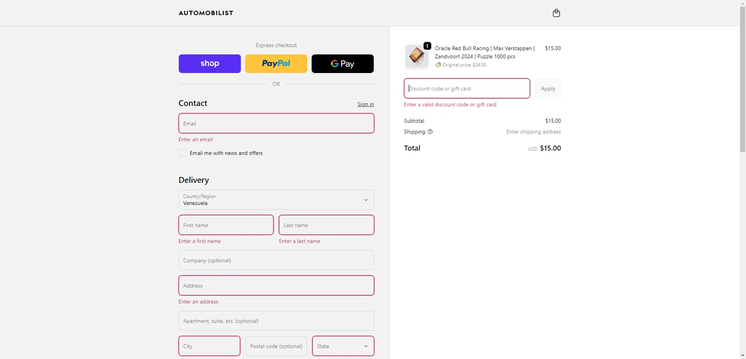 Automobilist discount code screenshot showing code 5369KND2 applied at Automobilist checkout page. Uploaded by SimplyCodes community member CrownWhiz8114 on Nov 29, 2025