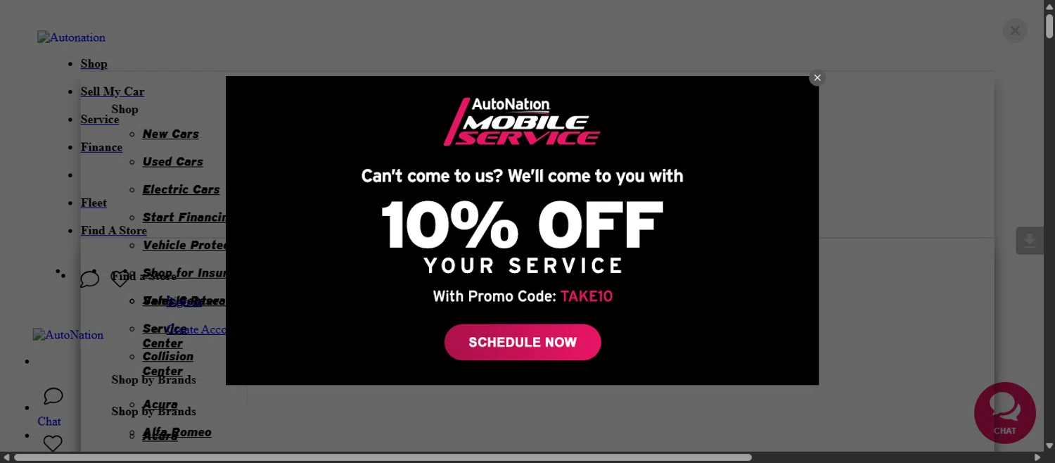 AutoNation promo code screenshot showing code take10 applied at AutoNation checkout page. Uploaded by SimplyCodes community member 111111 on Dec 18, 2025