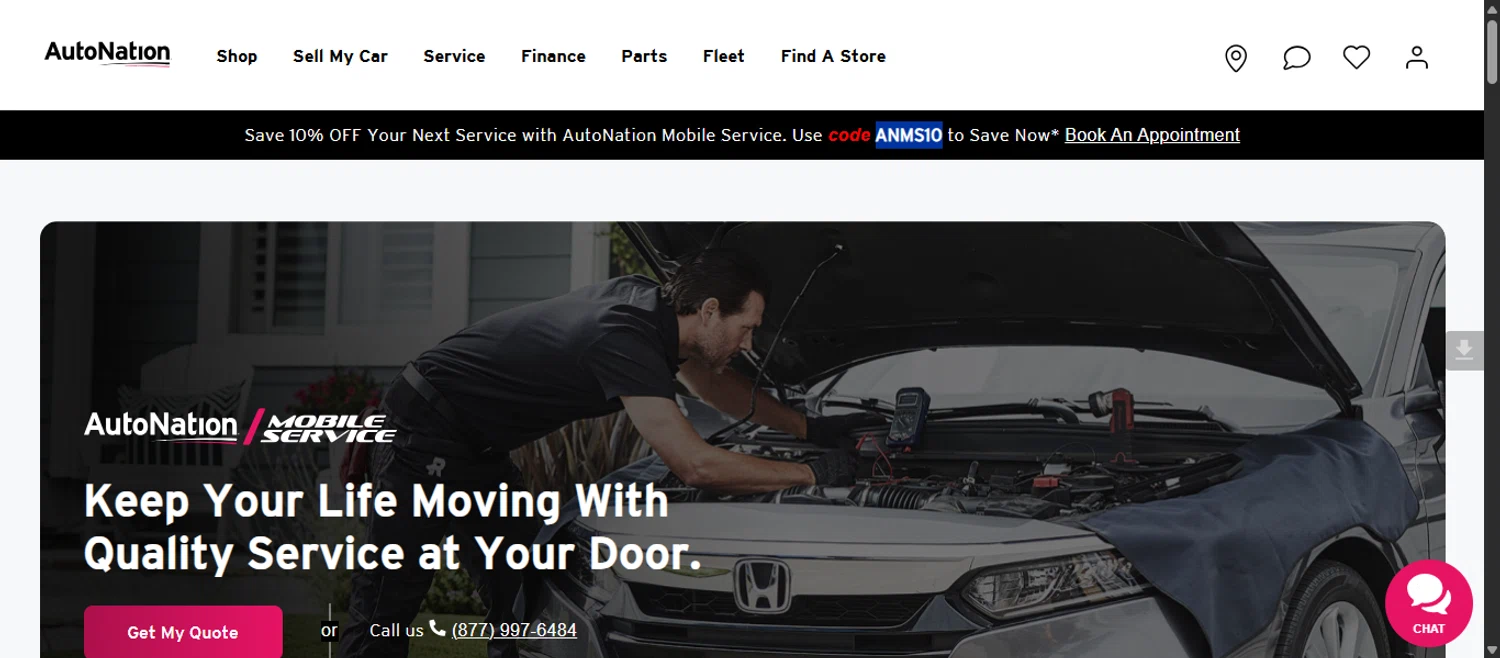 AutoNation promo code screenshot showing code ANMS10 applied at AutoNation checkout page. Uploaded by SimplyCodes community member 111111 on Dec 18, 2025