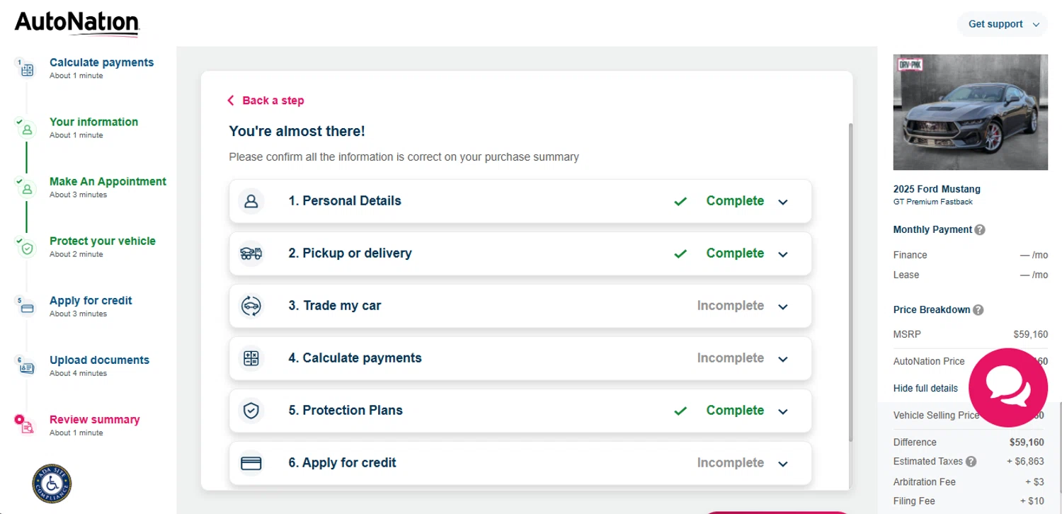 AutoNation promo code screenshot showing code take10 applied at AutoNation checkout page. Uploaded by SimplyCodes community member CouponCurator5931 on Feb 27, 2025