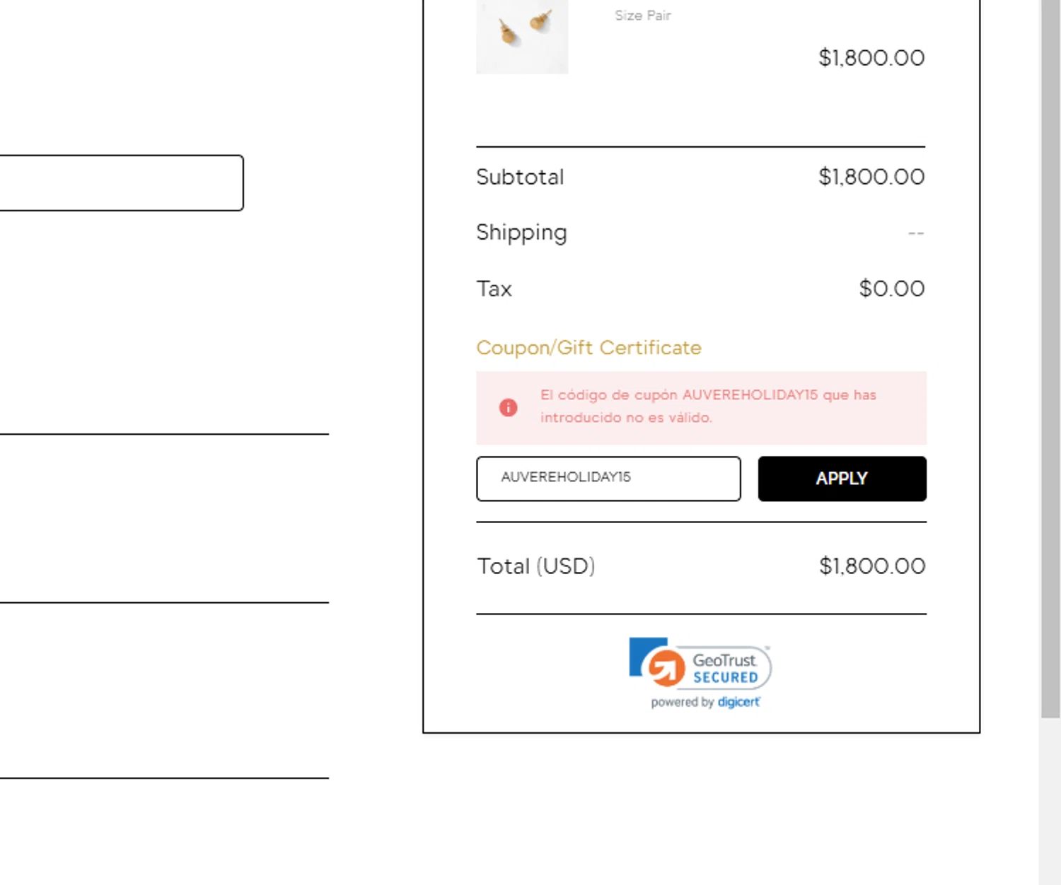 Auvere promo code screenshot showing code AUVEREHOLIDAY15 applied at Auvere checkout page. Uploaded by SimplyCodes community member Pirata420 on Jan 7, 2025