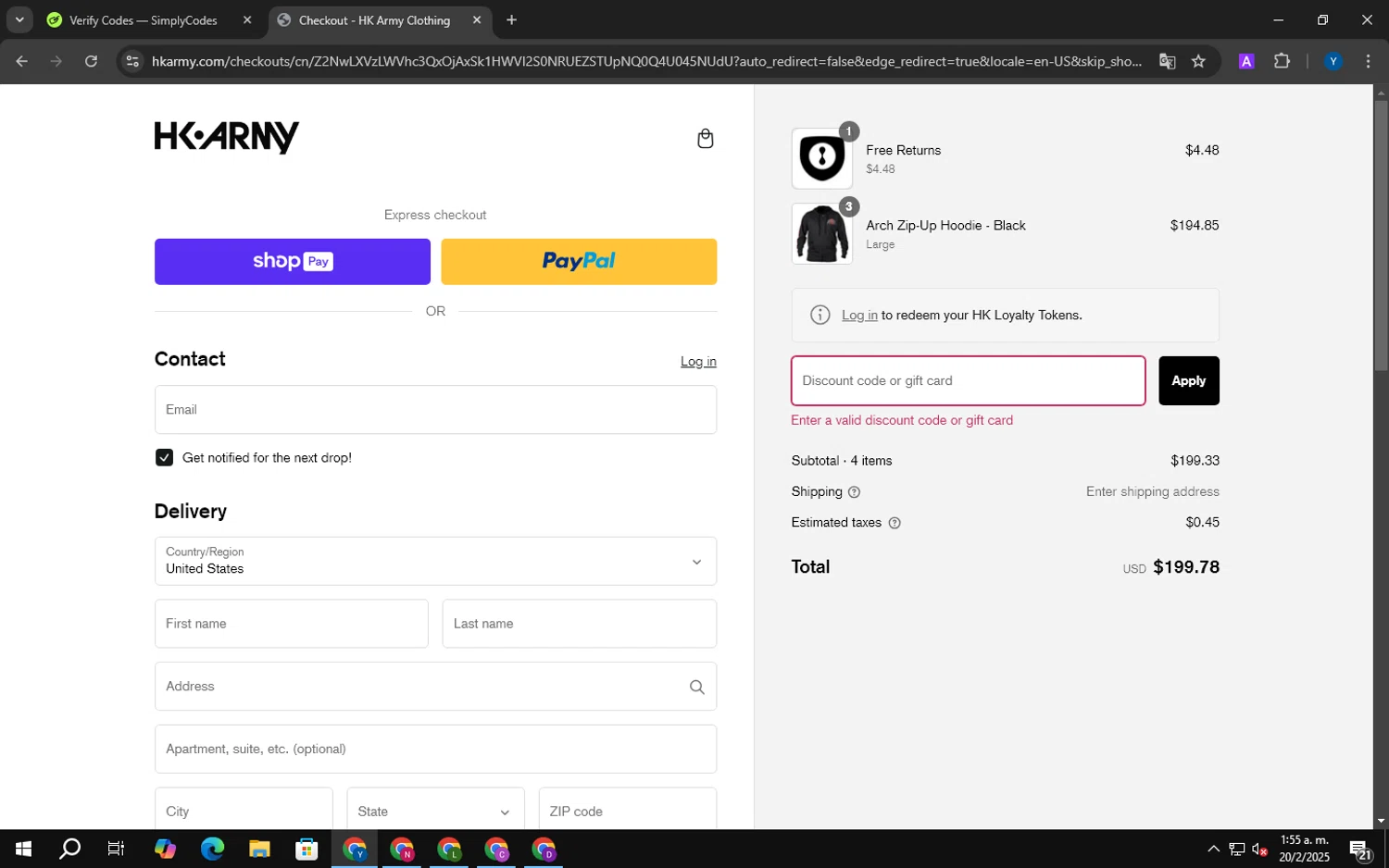 Ava Finance promo code screenshot showing code Ava4 applied at Ava Finance checkout page. Uploaded by SimplyCodes community member MoneyTiger3506 on Feb 20, 2025