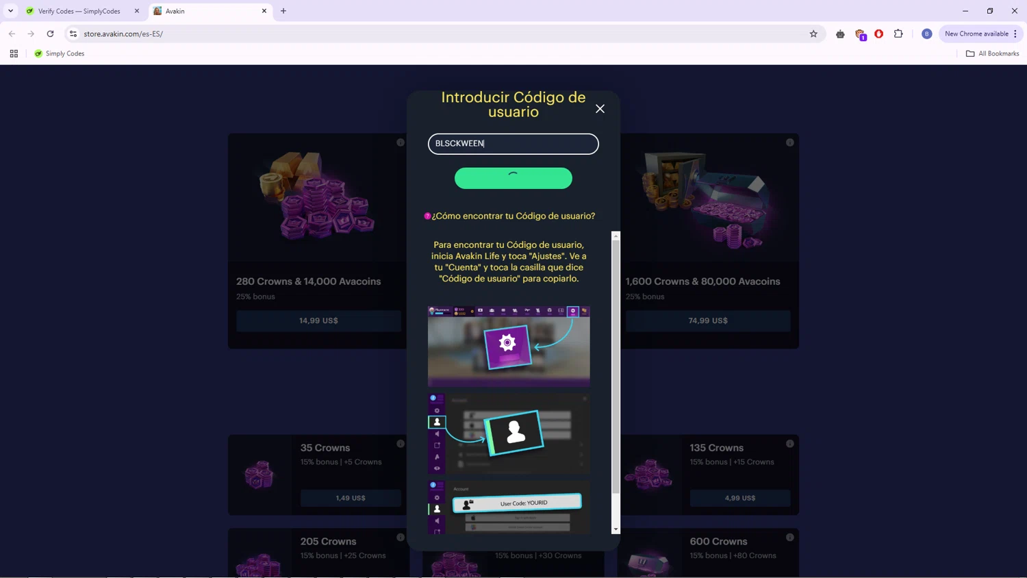 Avakin checkout page showing Avakin promo code box | Screenshot taken by SimplyCodes community member on Jan 18, 2025