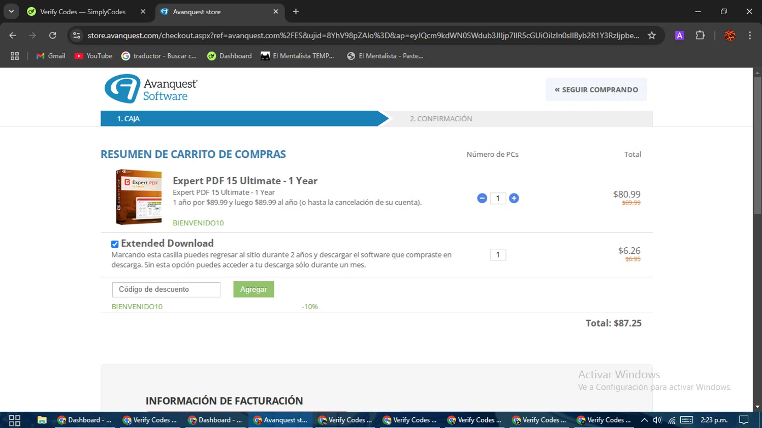 Avanquest Software checkout page showing Avanquest Software promo code box | Screenshot taken by SimplyCodes community member on Feb 26, 2025