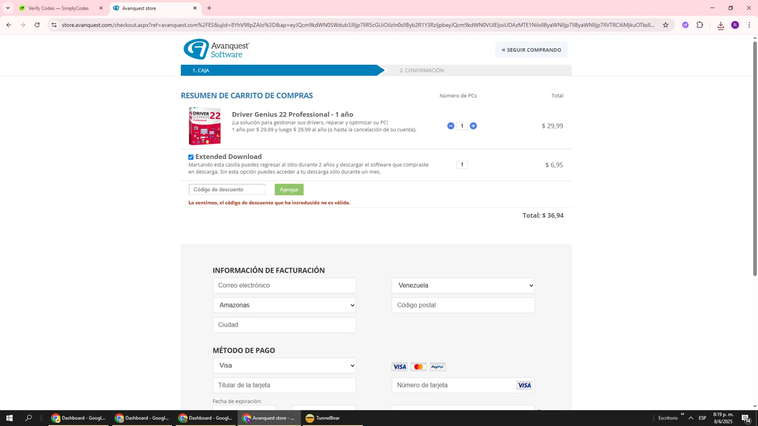 Avanquest Software promo code screenshot showing code SAVEOVER50% applied at Avanquest Software checkout page. Uploaded by SimplyCodes community member ukemochi on Jun 9, 2025