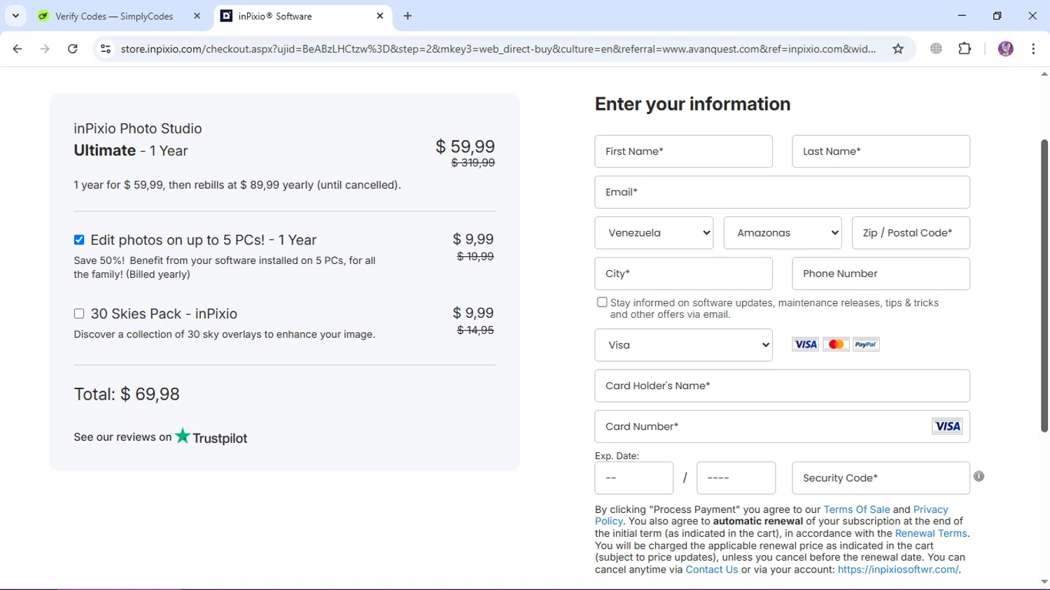 Avanquest Software promo code screenshot showing code SAVEOVER40% applied at Avanquest Software checkout page. Uploaded by SimplyCodes community member LassoReyes on Apr 9, 2025