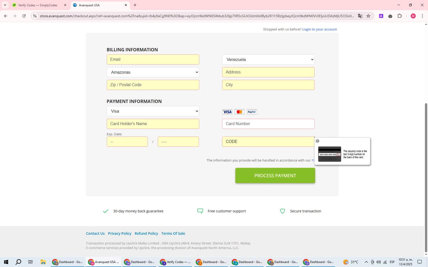 Avanquest Software promo code screenshot showing code CODE10 applied at Avanquest Software checkout page. Uploaded by SimplyCodes community member DealWizard5321 on Apr 13, 2025