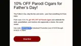 GIVEDAD10 coupon verification screenshot
