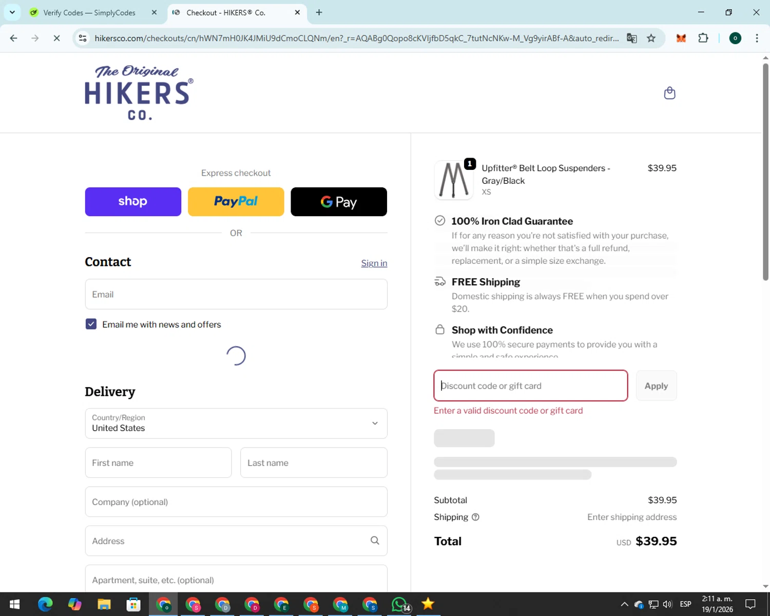 AvantStay discount code screenshot showing code NEWYEAR26 applied at AvantStay checkout page. Uploaded by SimplyCodes community member 00000056 on Jan 19, 2026