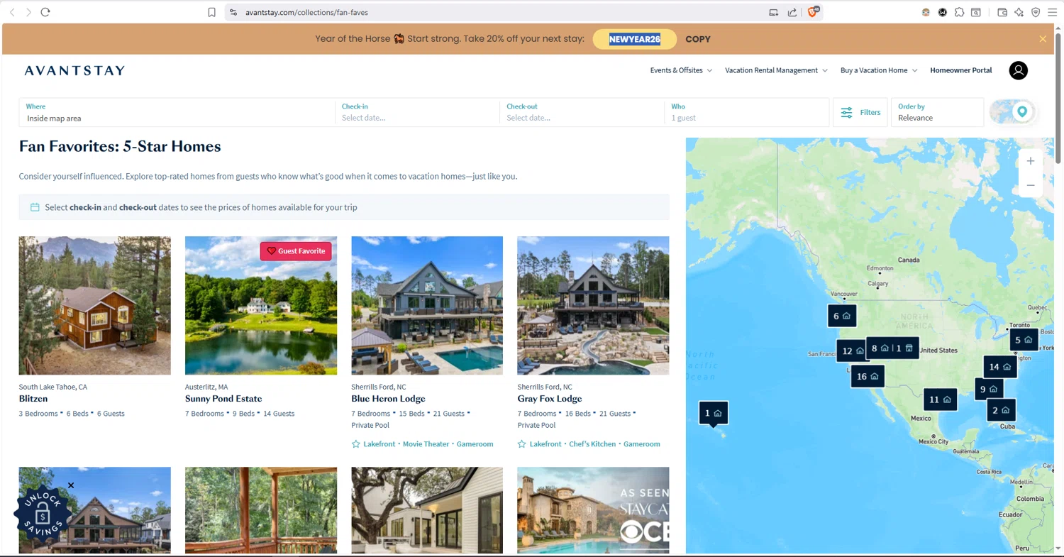 AvantStay checkout page showing AvantStay discount code box | Screenshot taken by SimplyCodes community member on Jan 12, 2026