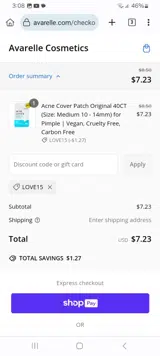 LOVE15 coupon verification screenshot