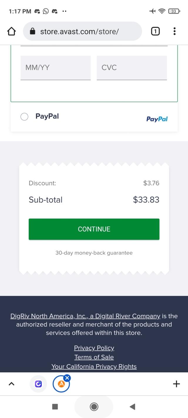 Avast checkout page showing Avast coupon code box | Screenshot taken by SimplyCodes community member on May 4, 2022
