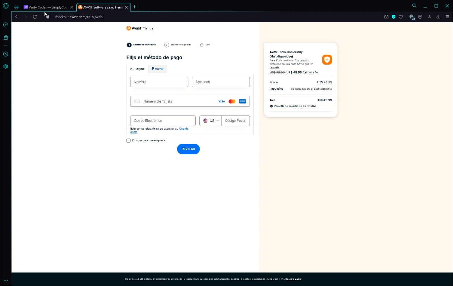 Avast checkout page showing Avast coupon code box | Screenshot taken by SimplyCodes community member on Apr 12, 2023