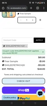 EMILEEPETRICH20 coupon verification screenshot