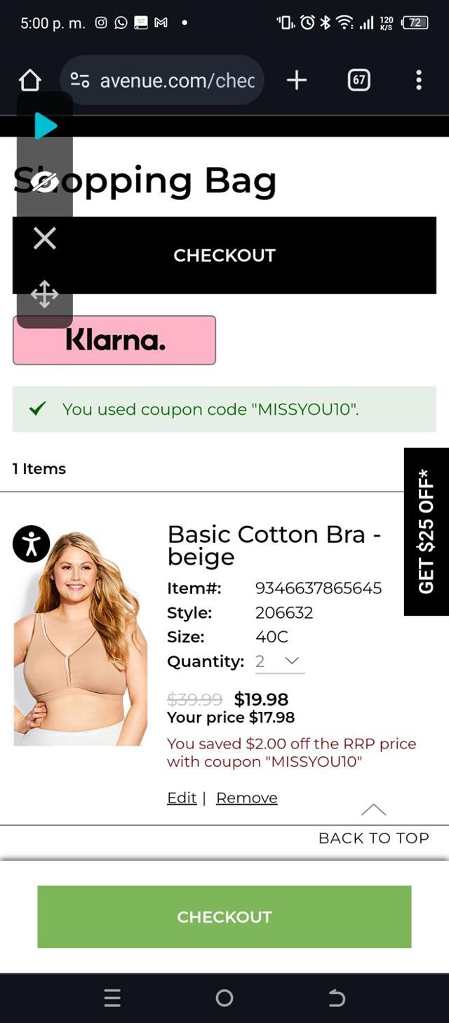 Avenue checkout page showing Avenue coupon code box | Screenshot taken by SimplyCodes community member on Jun 4, 2024