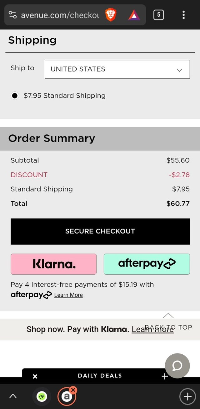 Avenue checkout page showing Avenue coupon code box | Screenshot taken by SimplyCodes community member on Apr 28, 2024