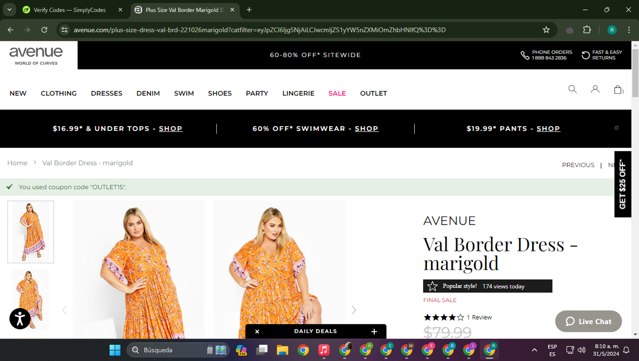 Avenue checkout page showing Avenue coupon code box | Screenshot taken by SimplyCodes community member on May 31, 2024
