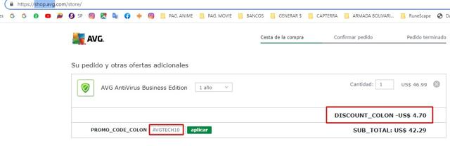 AVG Antivirus checkout page showing AVG Antivirus discount code box | Screenshot taken by SimplyCodes community member on Aug 22, 2021