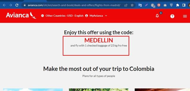 Avianca checkout page showing Avianca promo code box | Screenshot taken by SimplyCodes community member on Mar 21, 2023