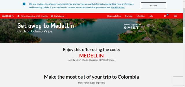 Avianca checkout page showing Avianca promo code box | Screenshot taken by SimplyCodes community member on May 4, 2023