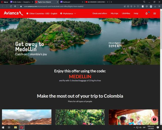 Avianca checkout page showing Avianca promo code box | Screenshot taken by SimplyCodes community member on Apr 1, 2023